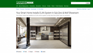 Your Smart Home Feature in Commercial Integrator Europe for Sub Zero & Wolf Show Room